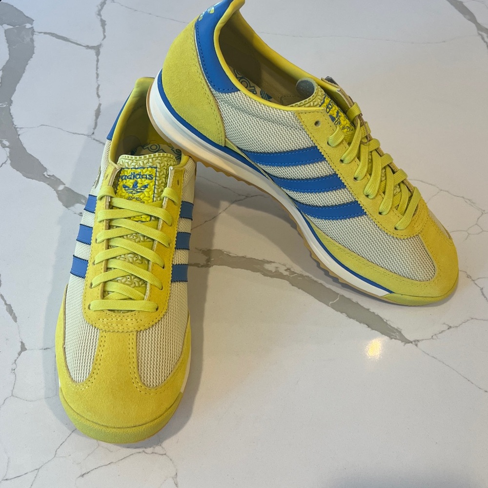 Adidas SL 72 RS Pure Sulfur Yellow and Focus Blue Sneakers Mens Sz 11 JH5101